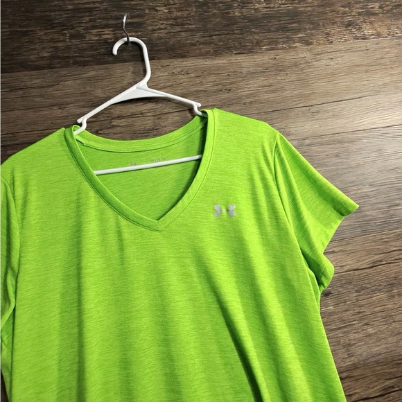 Under Armour Bright Green V-Neck Short Sleeve Tee - Picture 3 of 10